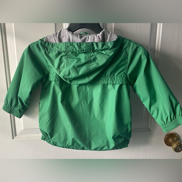 babyGap Green Hooded Windbreaker W/Front Pockets. Gray Jersey Knit Lining. Sz.3Y - Picture 2 of 11